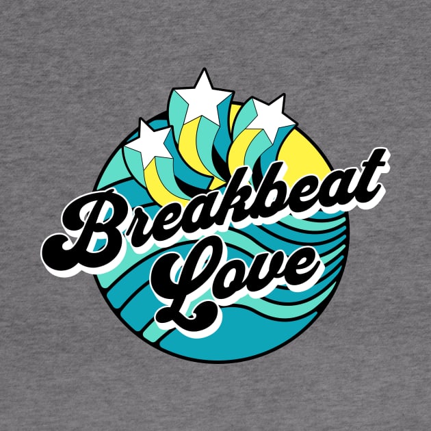 BREAKBEAT  - Love Waves Stars (Black/yellow/blue) by DISCOTHREADZ 